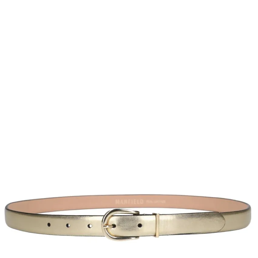 Manfield Goudkleurige leren riem^ Riemen