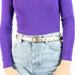 Manfield Goudkleurige leren riem^ Riemen