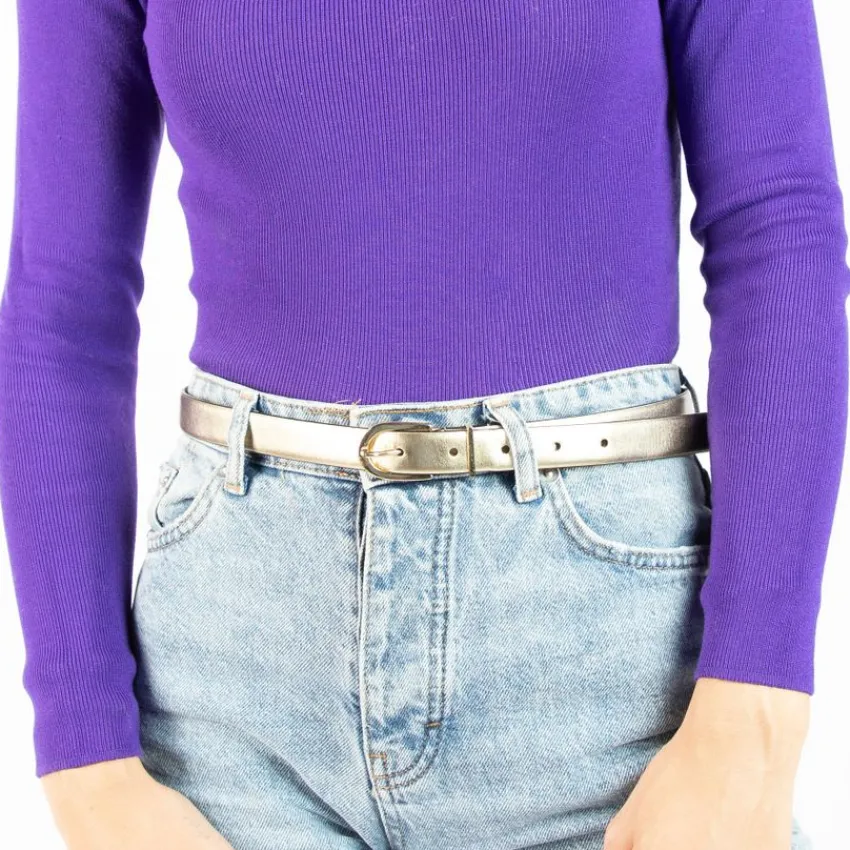 Manfield Goudkleurige leren riem^ Riemen