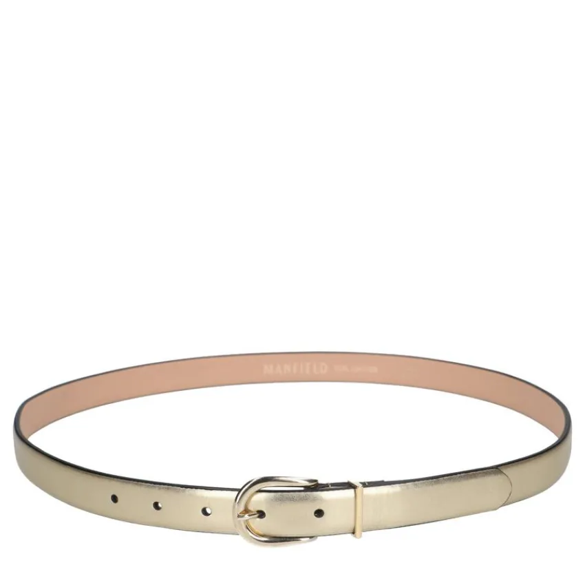 Manfield Goudkleurige leren riem^ Riemen