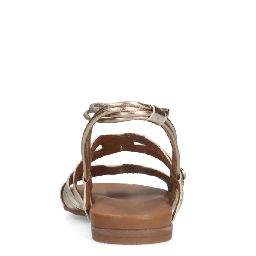 No Stress Goudkleurige leren sandalen met bandjes^DAMES Sandalen