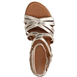 No Stress Goudkleurige leren sandalen met bandjes^DAMES Sandalen