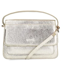 Manfield Goudkleurige leren schoudertas^ Schoudertassen