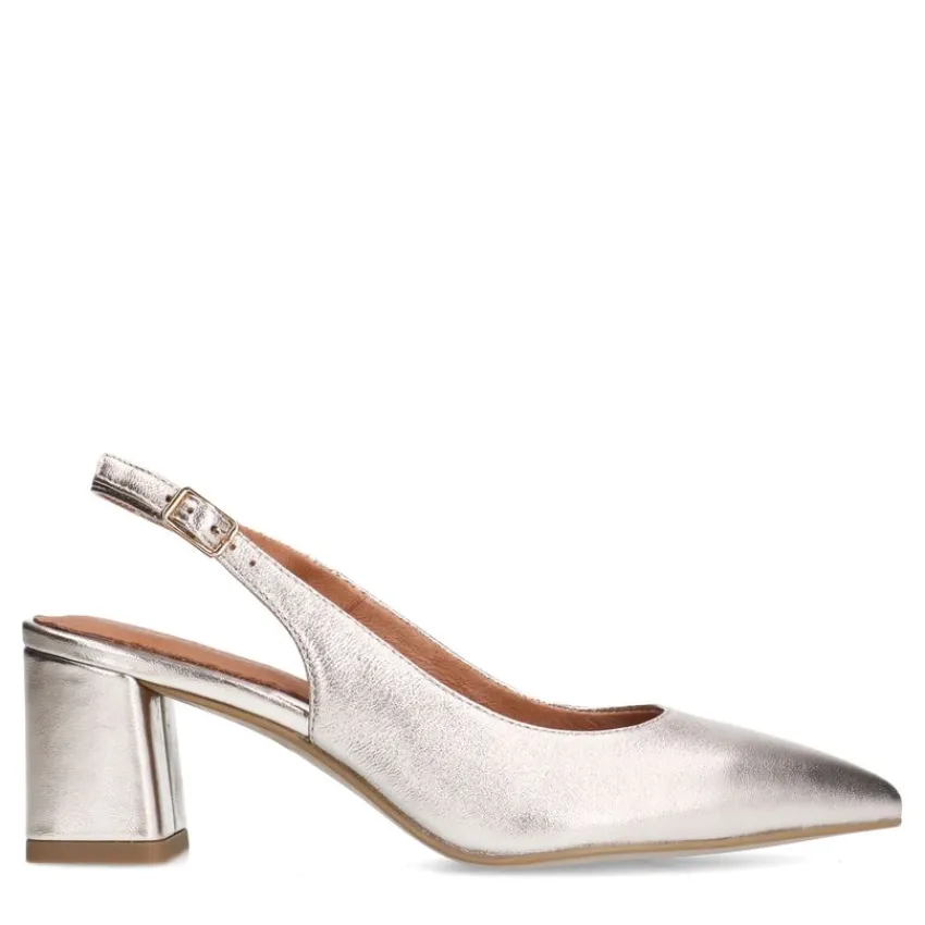 No Stress Goudkleurige leren slingbacks^DAMES Pumps|Slingbacks