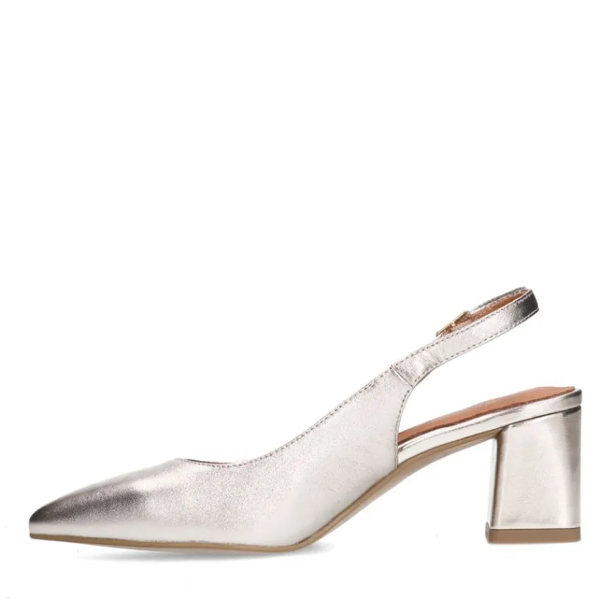 No Stress Goudkleurige leren slingbacks^DAMES Pumps|Slingbacks