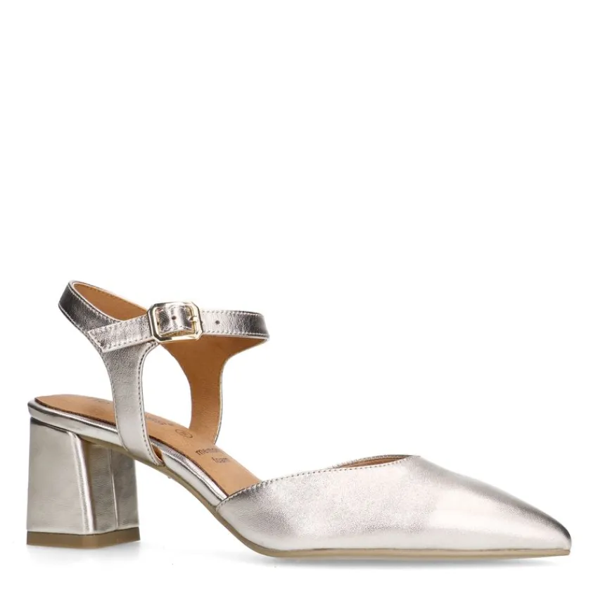 No Stress Goudkleurige leren slingbacks^DAMES Pumps|Slingbacks