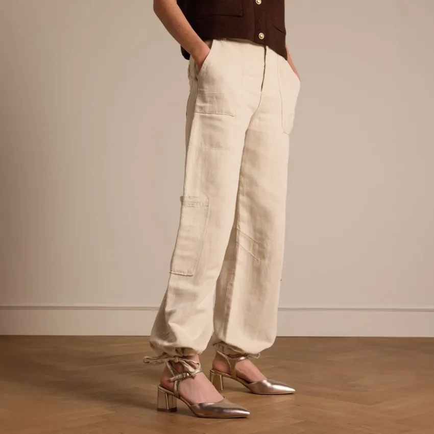 No Stress Goudkleurige leren slingbacks^DAMES Pumps|Slingbacks