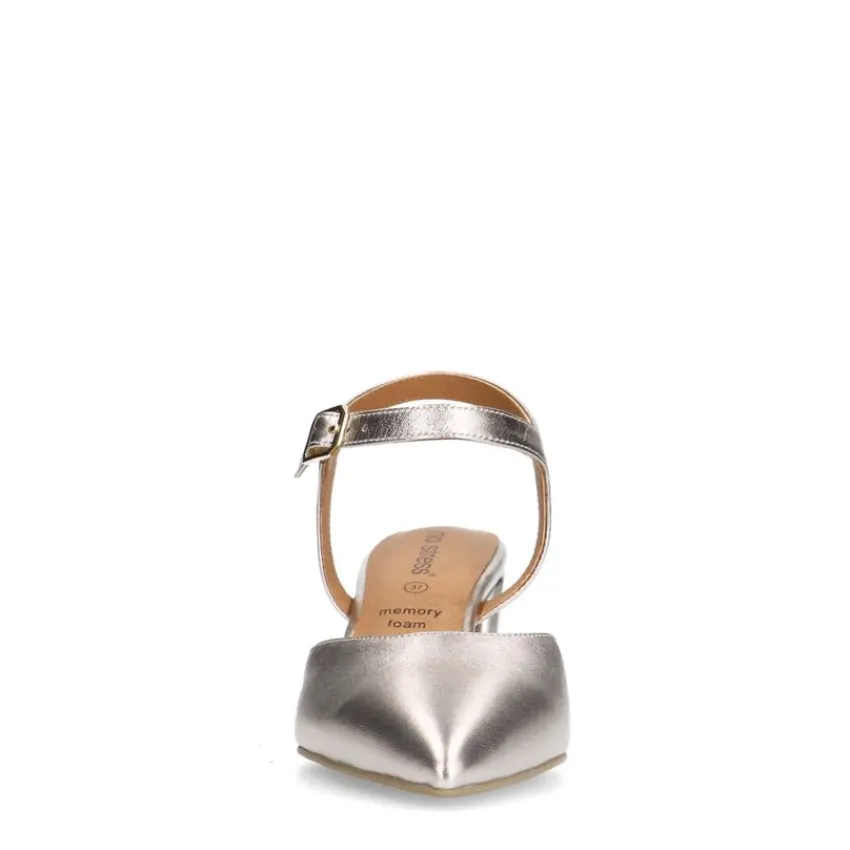 No Stress Goudkleurige leren slingbacks^DAMES Pumps|Slingbacks