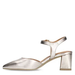 No Stress Goudkleurige leren slingbacks^DAMES Pumps|Slingbacks