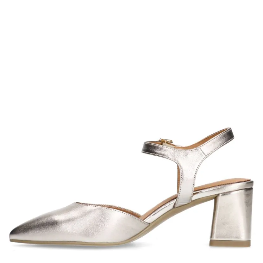 No Stress Goudkleurige leren slingbacks^DAMES Pumps|Slingbacks