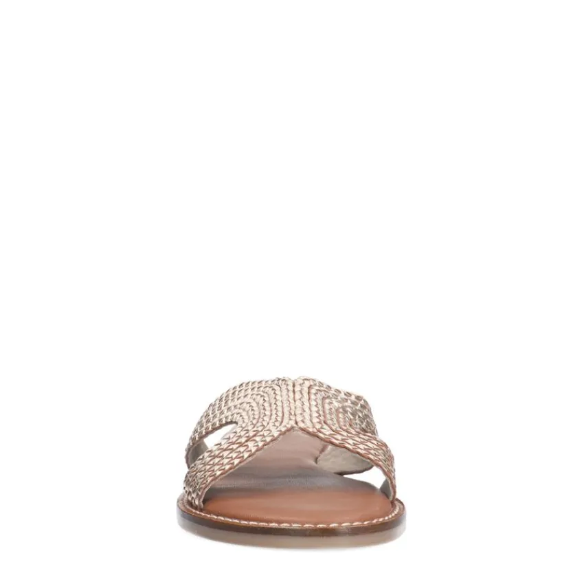 Manfield Goudkleurige leren slippers^DAMES Slippers