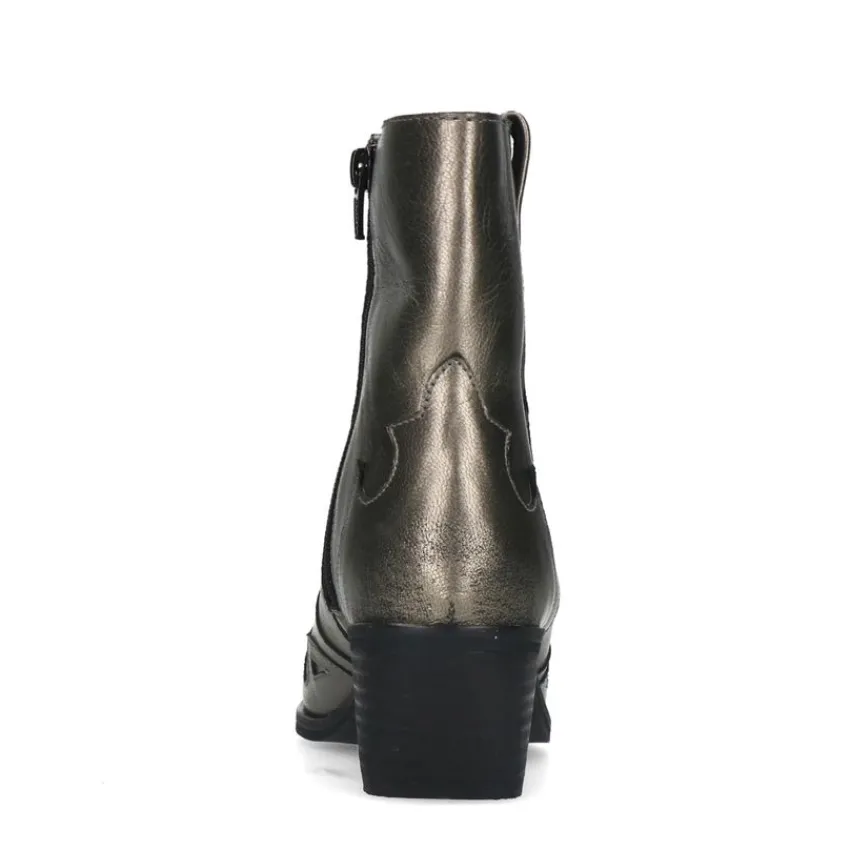 Manfield Goudkleurige metallic leren cowboy laarzen^DAMES Enkellaarsjes