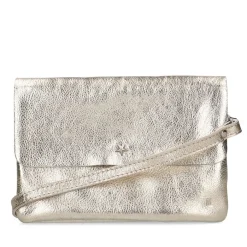 Manfield Goudkleurige metallic leren clutch^ Clutches