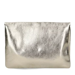 Manfield Goudkleurige metallic leren clutch^ Clutches