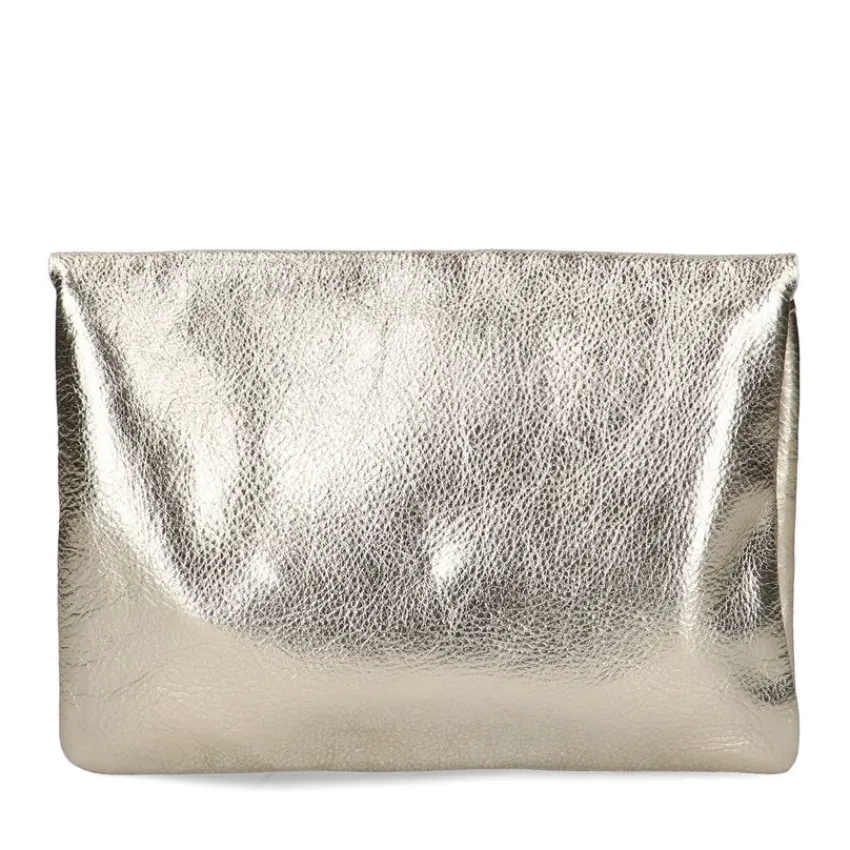 Manfield Goudkleurige metallic leren clutch^ Clutches