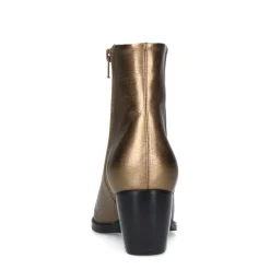 Manfield Goudkleurige metallic leren enkellaarsjes^DAMES Enkellaarsjes