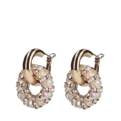 Manfield Goudkleurige oorbellen met steentjes hangers^ Sieraden