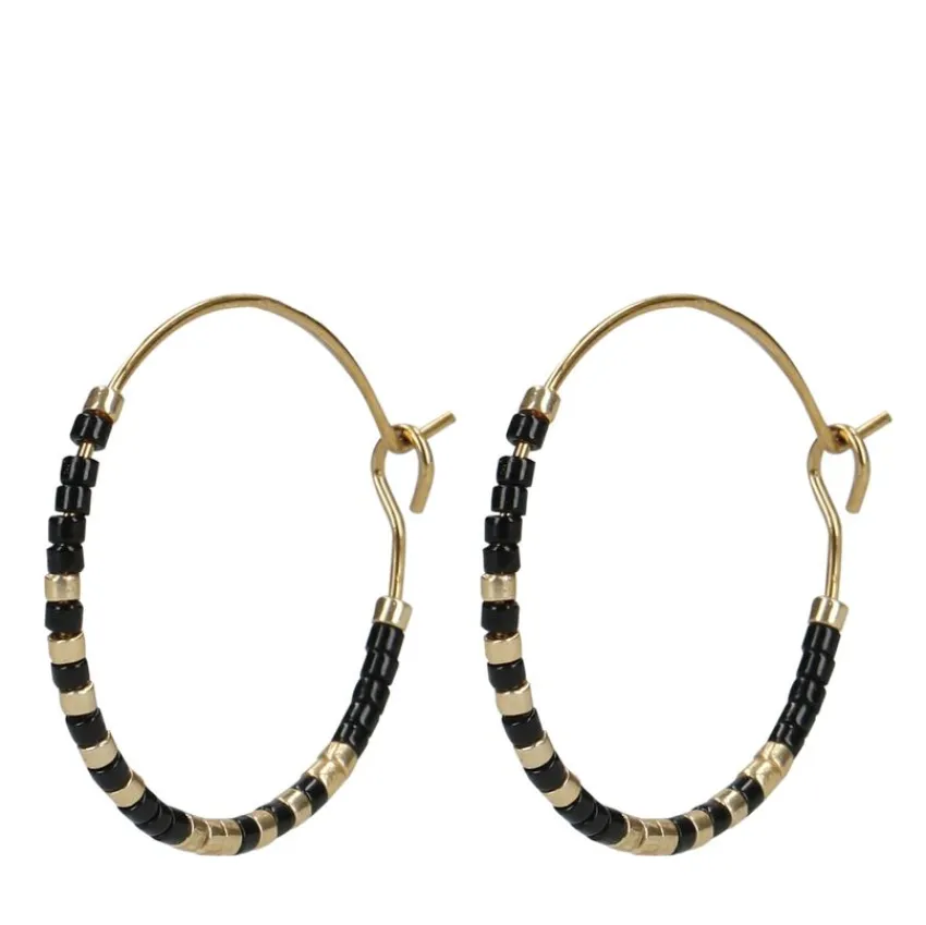 Manfield Goudkleurige oorbellen met kralen details^ Sieraden