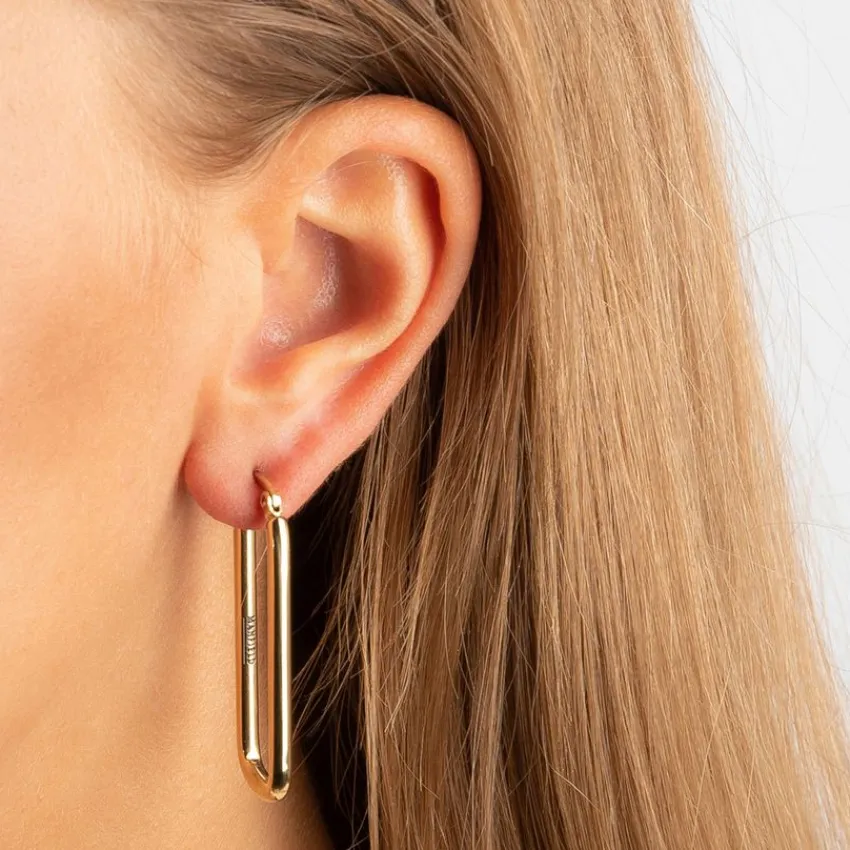 Manfield Goudkleurige stainless steel oorbellen^ Sieraden