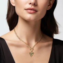 Manfield Goudkleurige stalen schakelketting^ Sieraden