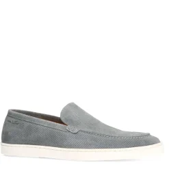 Van Lier Grijs/blauwe suède loafers^Heren Loafers