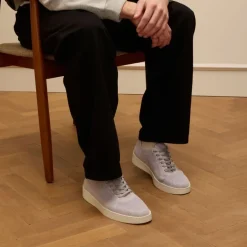 Manfield Grijze knit fabric sneakers^Heren Sneakers