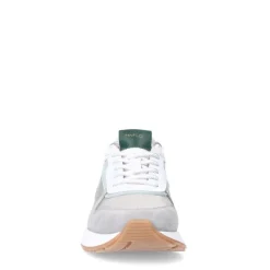Manfield Grijze leren sneakers^Heren Sneakers