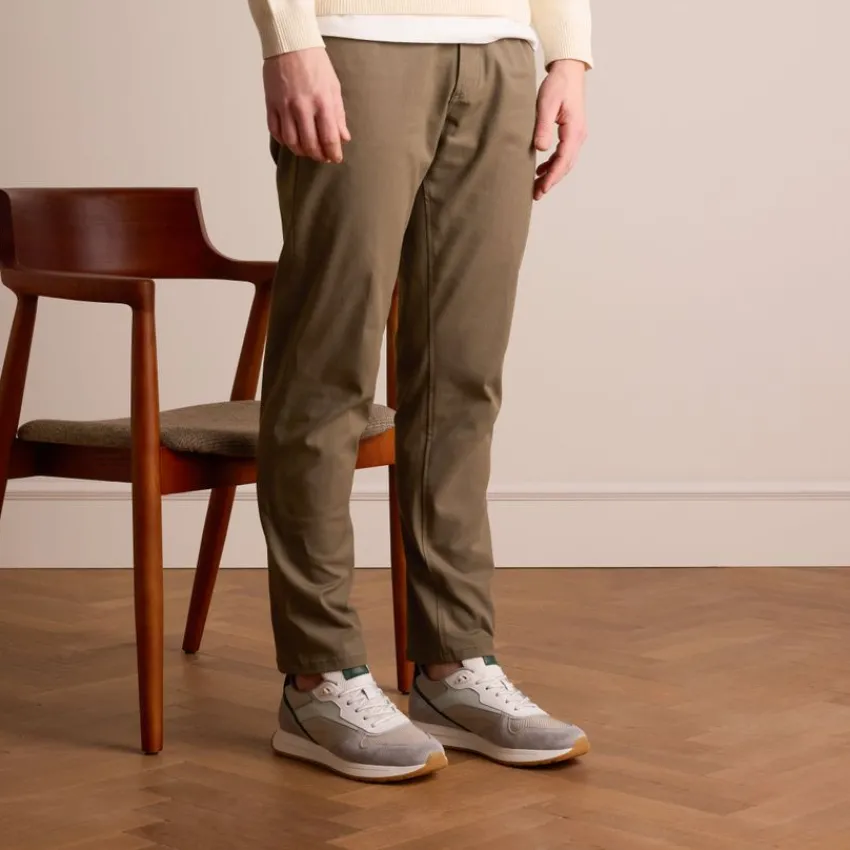 Manfield Grijze leren sneakers^Heren Sneakers