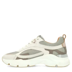 Manfield Grijze leren sneakers^DAMES Sneakers