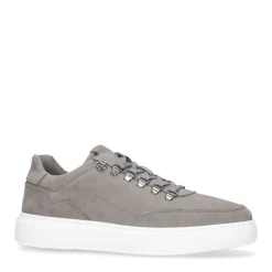 Manfield Grijze nubuck sneakers^Heren Sneakers