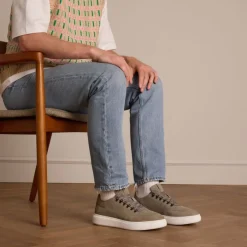 Manfield Grijze nubuck sneakers^Heren Sneakers