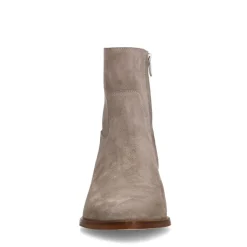 Manfield Grijze suède enkellaarsjes met hak^DAMES Enkellaarsjes