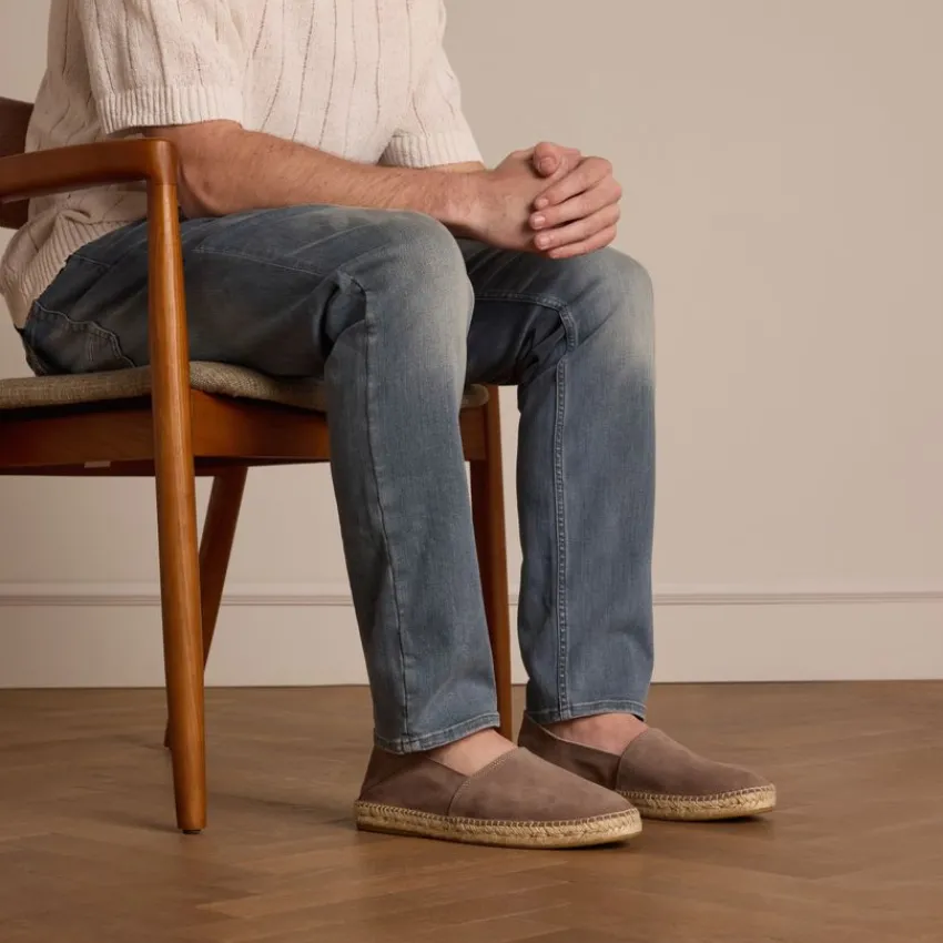 Manfield Grijze suède espadrilles^Heren Loafers