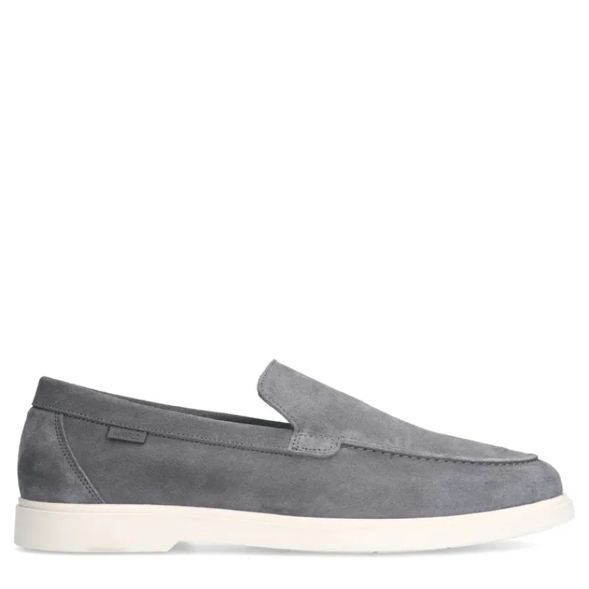 Manfield Grijze suède loafers^Heren Loafers