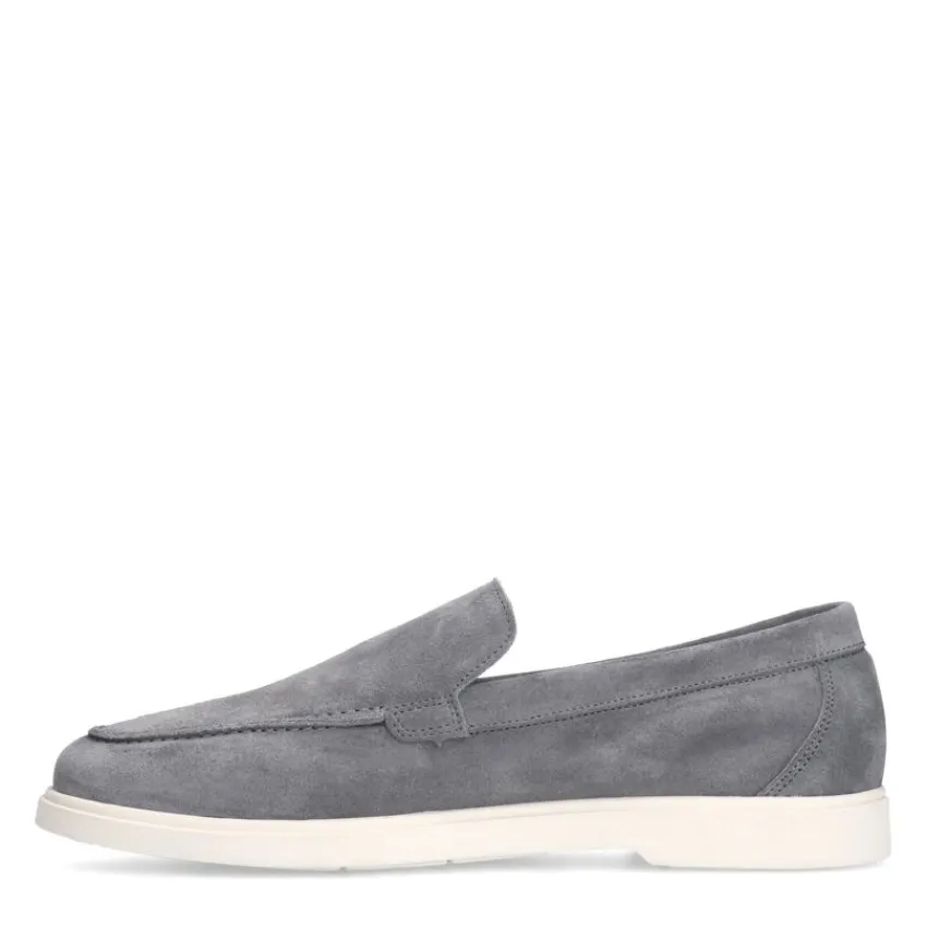 Manfield Grijze suède loafers^Heren Loafers