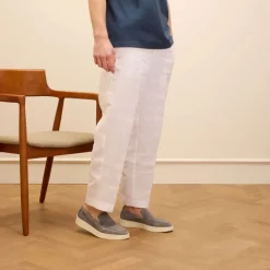 Manfield Grijze suède loafers^Heren Loafers