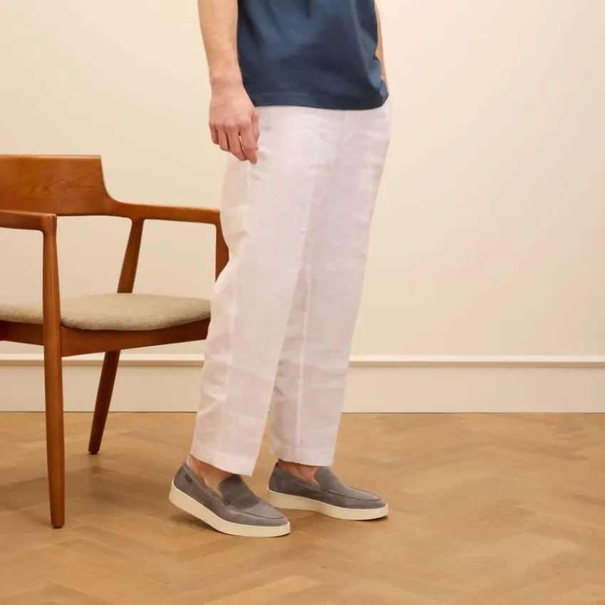 Manfield Grijze suède loafers^Heren Loafers