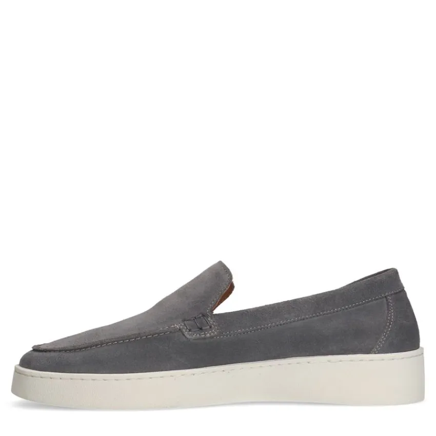 Manfield Grijze suède loafers^Heren Loafers