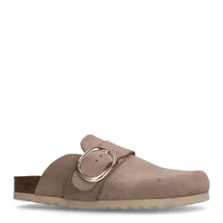 Manfield Grijze suède muiltjes met gesp^DAMES Slippers