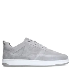 Manfield Grijze suède sneakers^Heren Sneakers