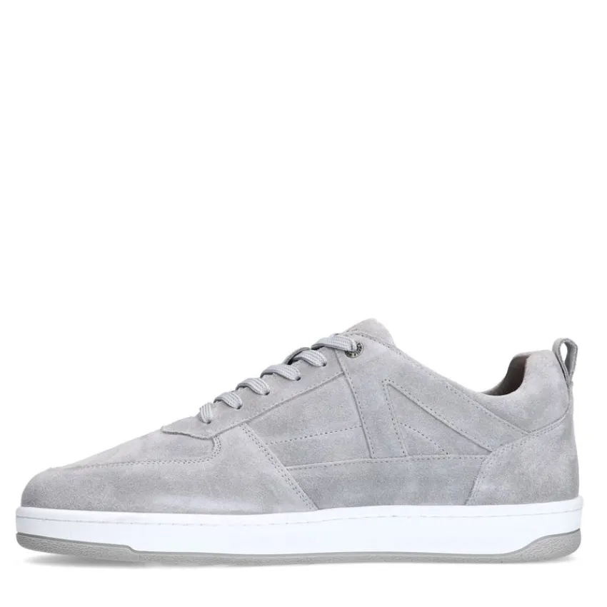 Manfield Grijze suède sneakers^Heren Sneakers