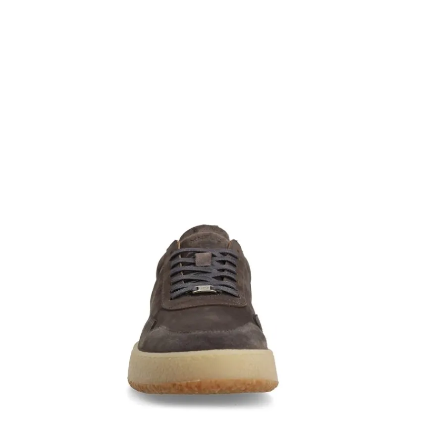 Manfield Grijze suède sneakers^Heren Sneakers