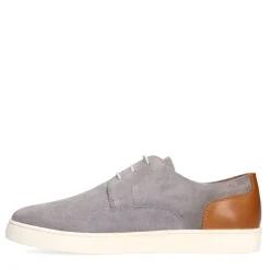 Manfield Grijze suède sneakers^Heren Veterschoenen