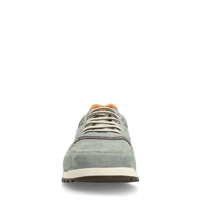 Van Lier Grijze suède sneakers met leren details^Heren Sneakers