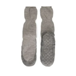 Manfield Grijze wollen home shoes socks^ Sokken