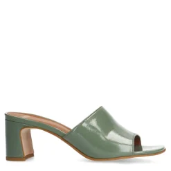 Manfield Groene lakleren sandalen met hak^DAMES Sandalen