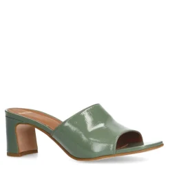 Manfield Groene lakleren sandalen met hak^DAMES Sandalen