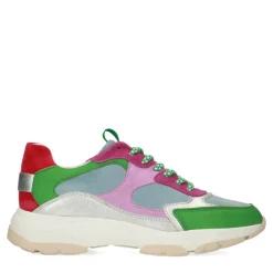 Manfield Groene leren sneakers^DAMES Sneakers