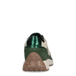 No Stress Groene leren sneakers met suède details^DAMES Sneakers