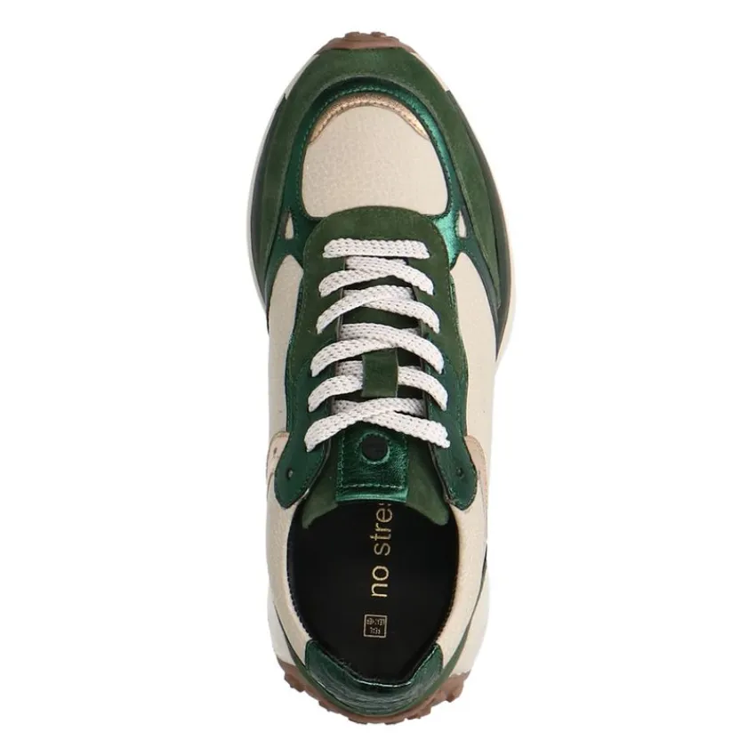 No Stress Groene leren sneakers met suède details^DAMES Sneakers